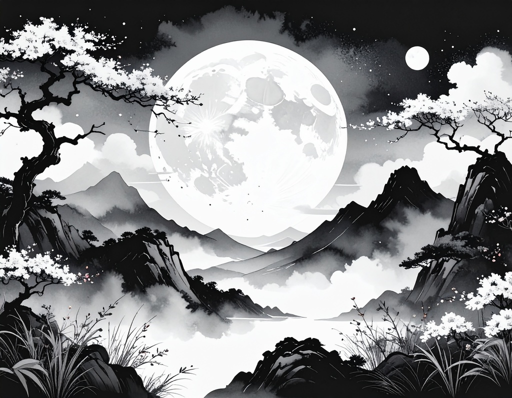 余白筆 - 残暑から秋へ、和風情景素材パック