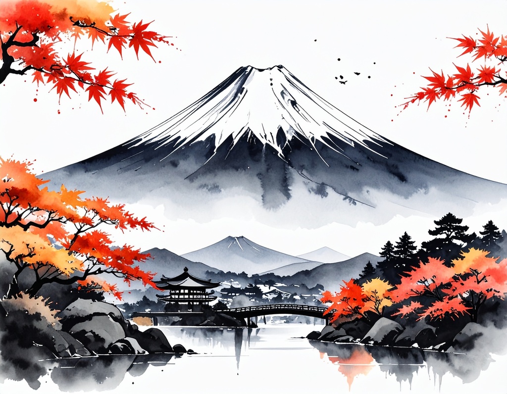 余白筆 - 残暑から秋へ、和風情景素材パック