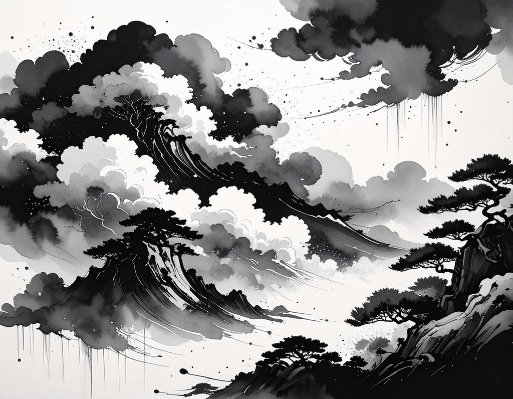 余白筆 - 残暑から秋へ、和風情景素材パック