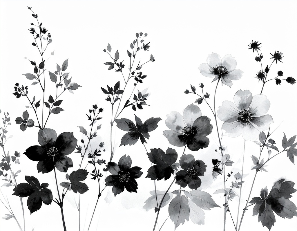 余白筆 - 残暑から秋へ、和風情景素材パック