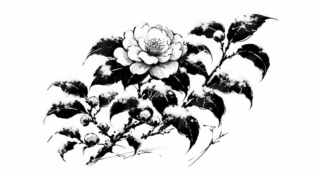 余白筆 - 凍てつく冬と温かな情景素材集