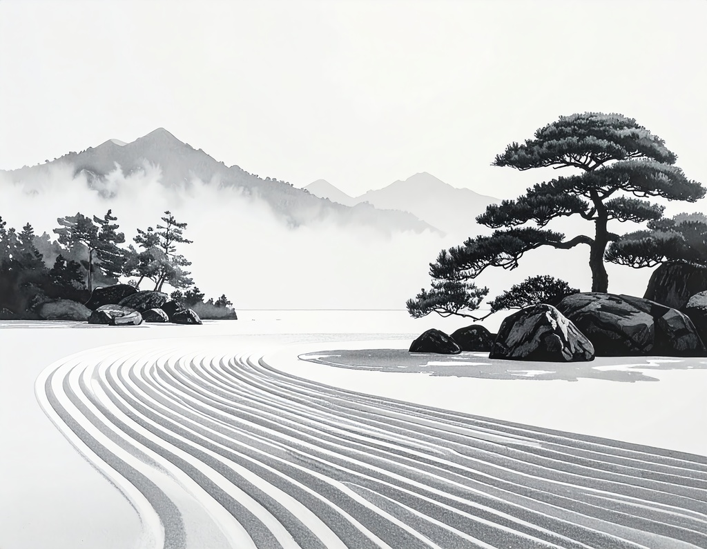 飾れる禅:墨絵アートポストカード10選