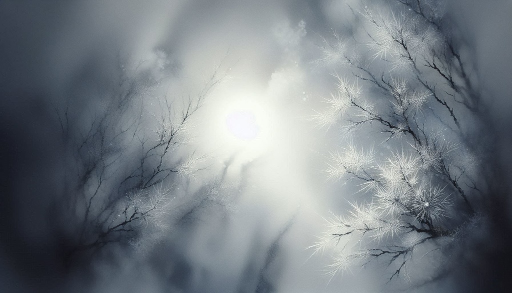 深遠なる白:冬の訪れと内省の墨画