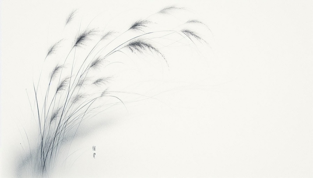 深遠なる白:冬の訪れと内省の墨画