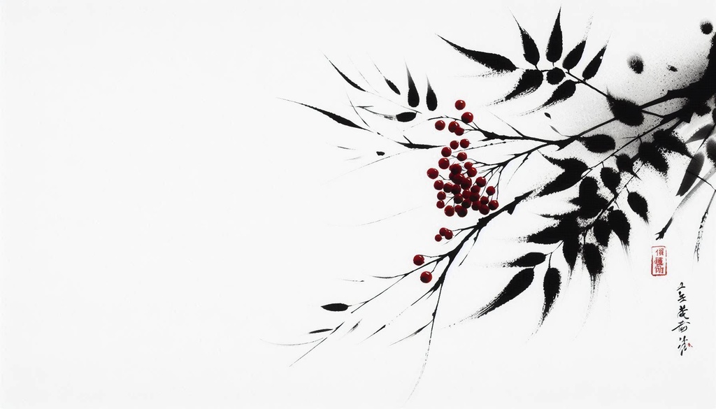 深遠なる白:冬の訪れと内省の墨画