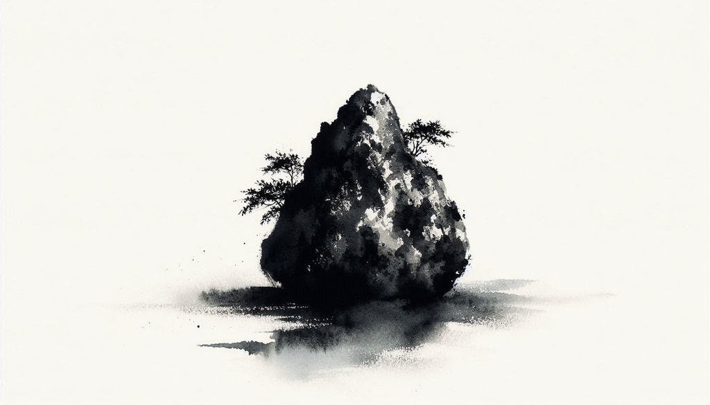 深遠なる白:冬の訪れと内省の墨画