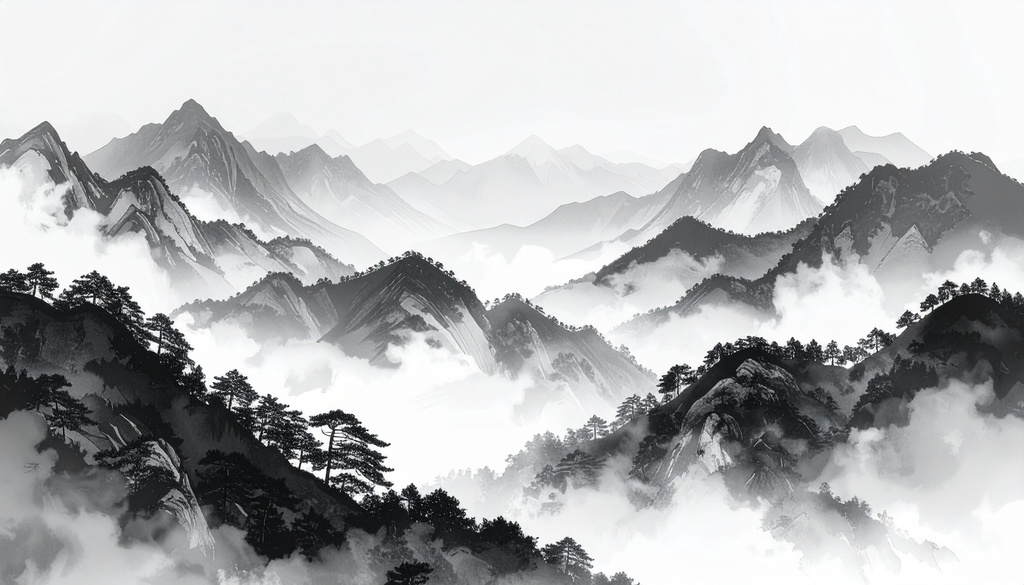 【水墨画風】余白筆 - 春を待つ情景素材集:氷解のせせらぎと梅の香