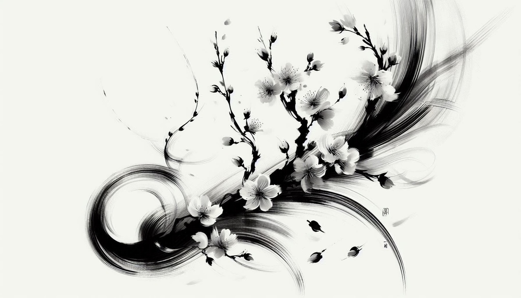 桜影(さくらかげ):淡墨で描く春の静寂素材集