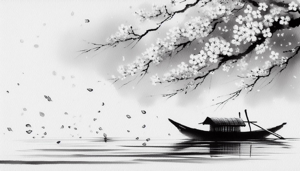 桜影(さくらかげ):淡墨で描く春の静寂素材集