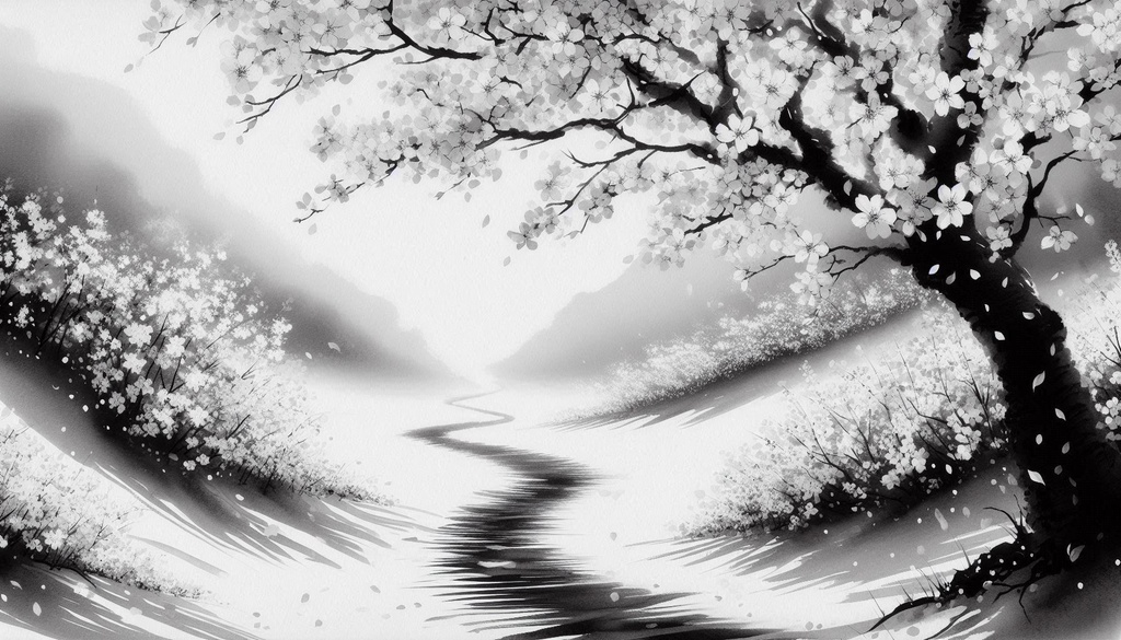 桜影（さくらかげ）：淡墨で描く春の静寂素材集