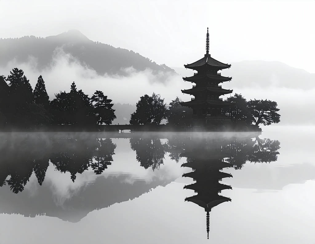 余白筆 - 水鏡(みずかがみ):水面に映る和の情景素材集