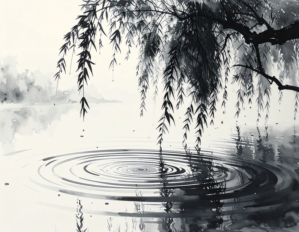 余白筆 - 水鏡(みずかがみ):水面に映る和の情景素材集