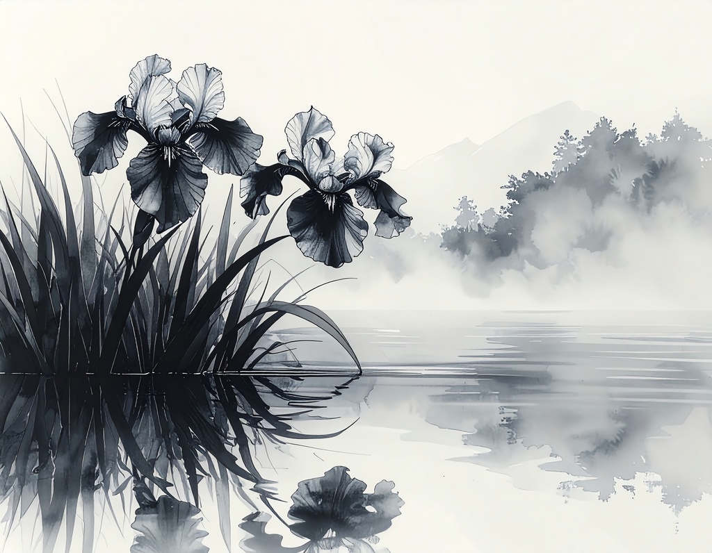 余白筆 - 水鏡(みずかがみ):水面に映る和の情景素材集