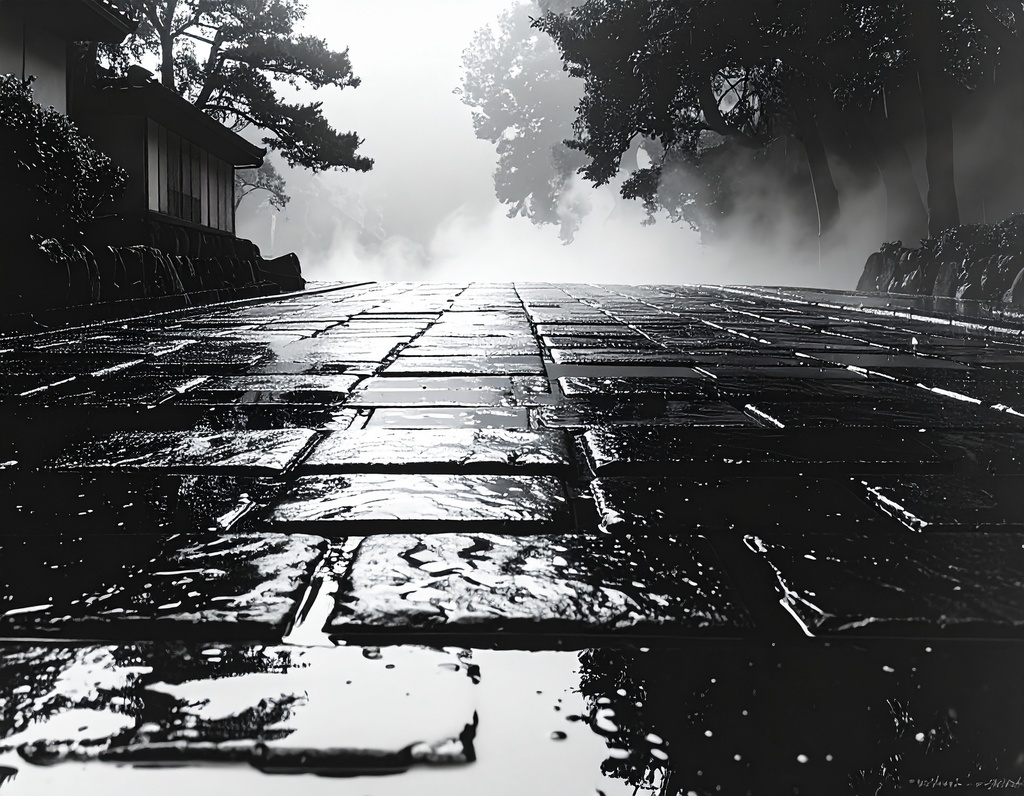 余白筆 - 陰陽(いんよう):光と影を操る、黒墨と胡粉の墨絵素材集