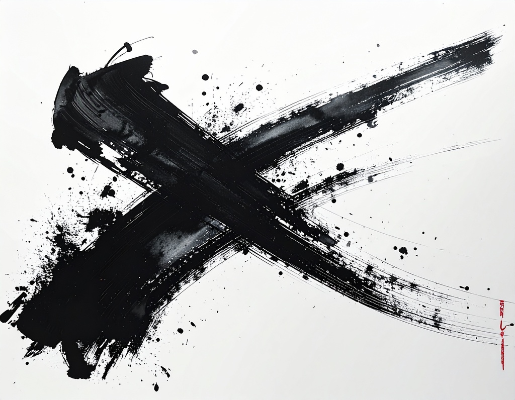 余白筆 - 陰陽(いんよう):光と影を操る、黒墨と胡粉の墨絵素材集