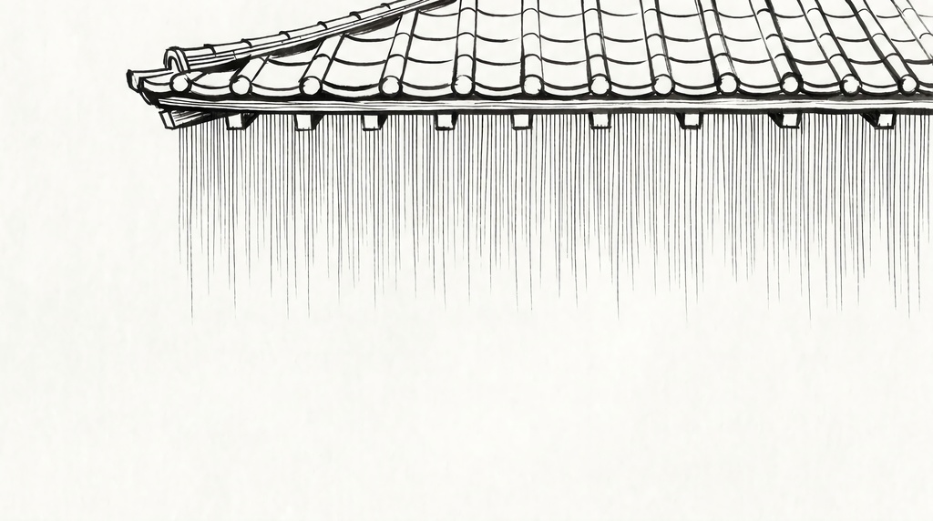雨音(あまおと):静寂と波紋が織りなす、梅雨のエモーショナル墨絵素材集
