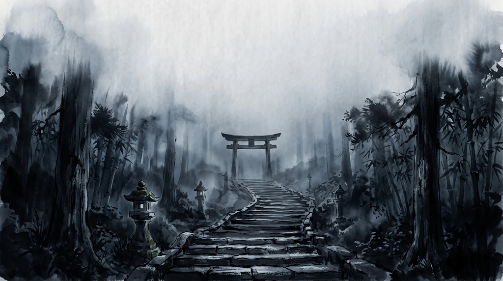 【TRPG・配信背景】宵涼(よいすずみ)|夏夜と怪談の和風墨絵背景素材集 10枚セット