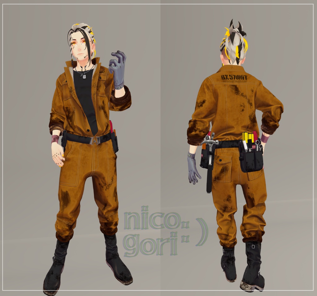 汚しテクスチャ【珍飯亭男性ボディ共通『エンジニアツナギ』専用】