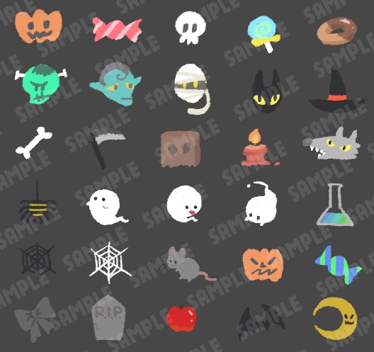 ハロウィンアイコン30個