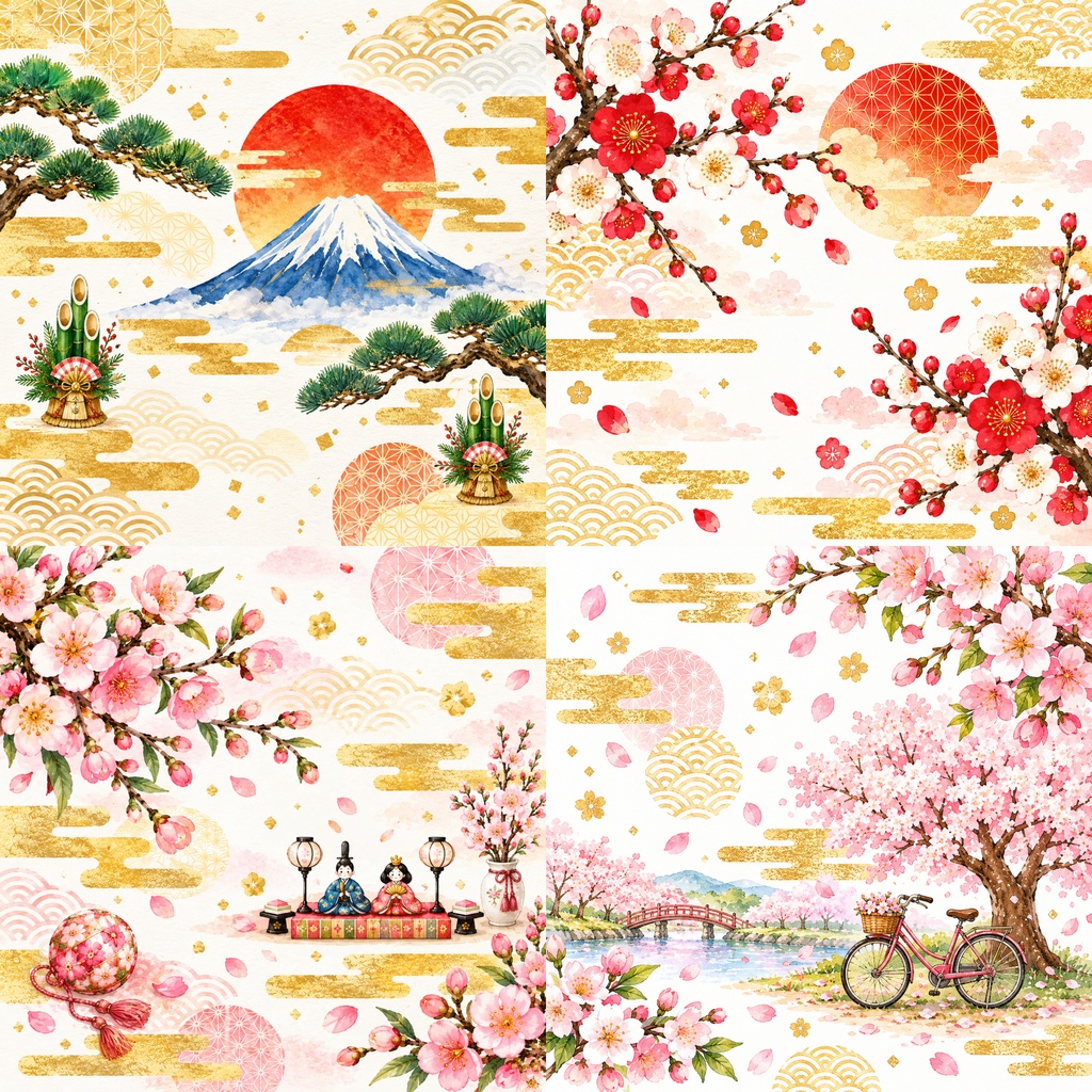 日本の12ヶ月|和風デジタルペーパー 12枚セット