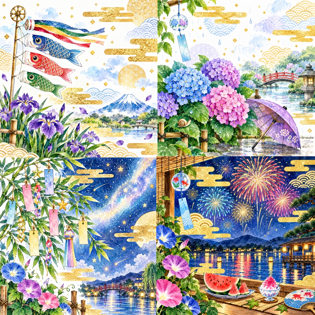 日本の12ヶ月|和風デジタルペーパー 12枚セット