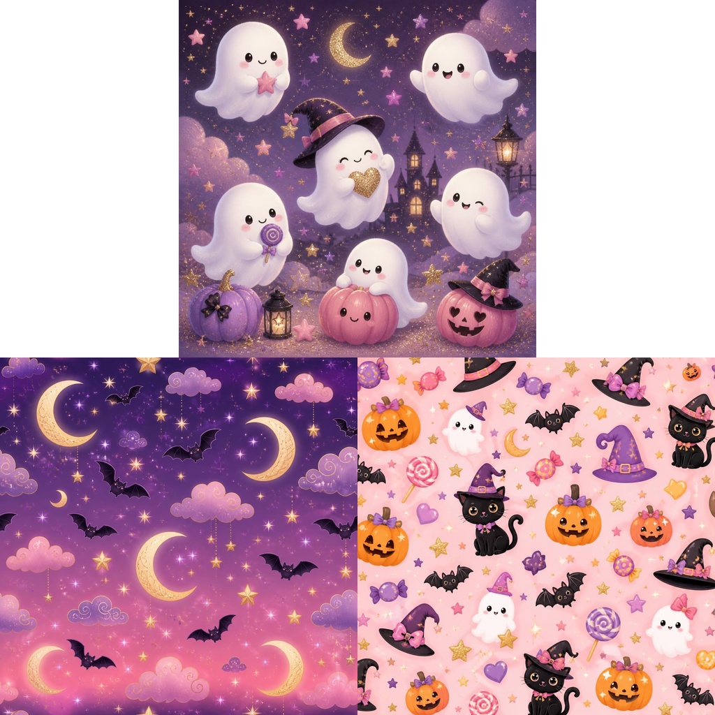 ハロウィン デジタルペーパー|かわいい Halloween 10柄セット|背景素材・デザイン素材