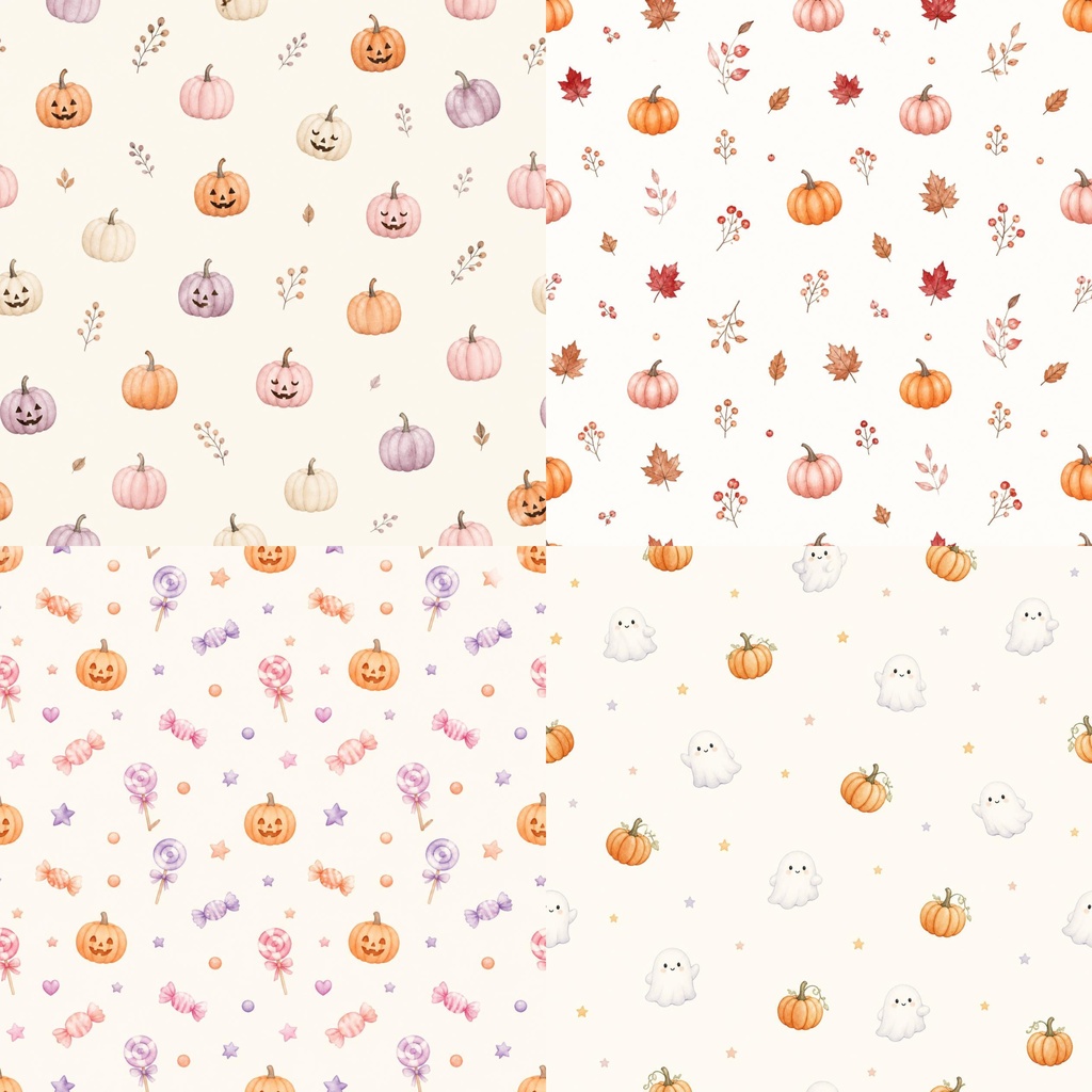 ハロウィン デジタルペーパー|ナチュラルでかわいい Halloween 10柄セット|背景素材・デザイン素材