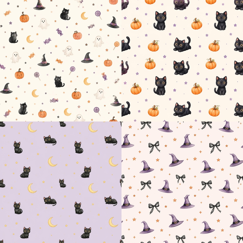 ハロウィン デジタルペーパー|ナチュラルでかわいい Halloween 10柄セット|背景素材・デザイン素材