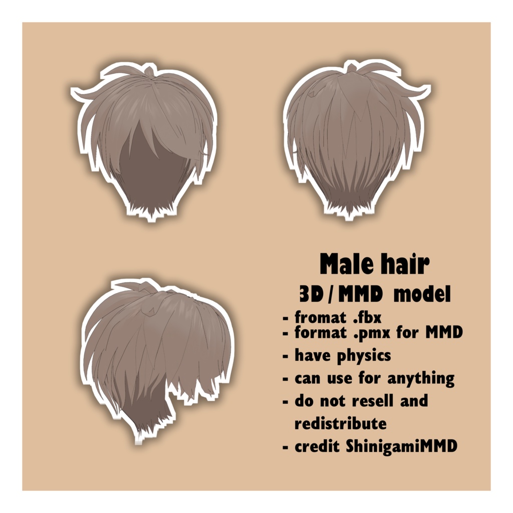 3D/MMD - Male Hair 