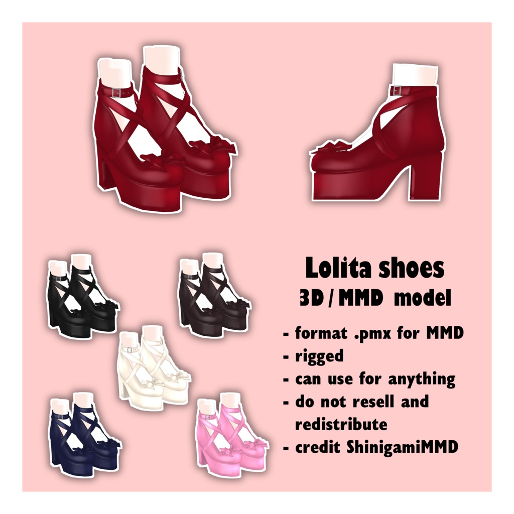 3D/MMD - Lolita shoes - ShinigamiMMD - BOOTH