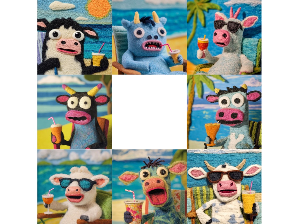 《チル牛サマーセット》—— フェルト手作りイラストパック