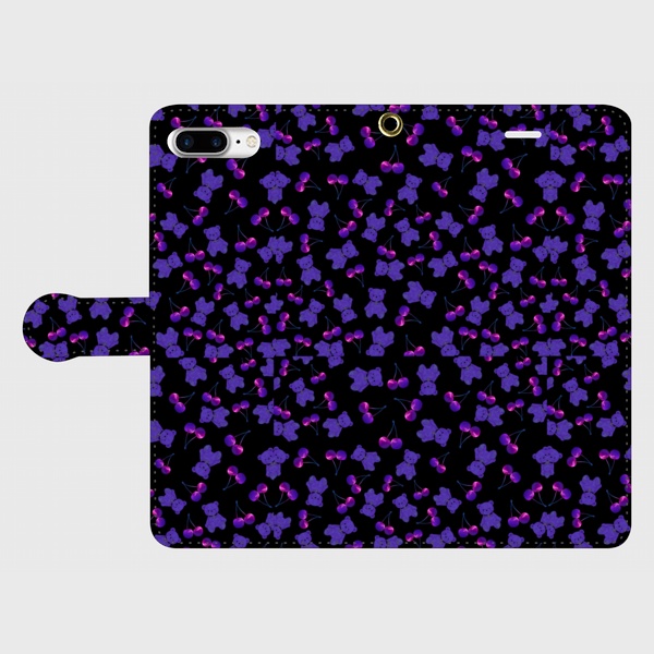 ipone8Plus　チェリーベア手帳型スマホカバー
