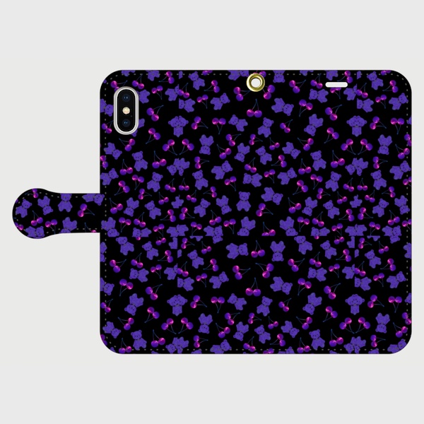 iponeX/XS　チェリーベア　手帳型スマホケース