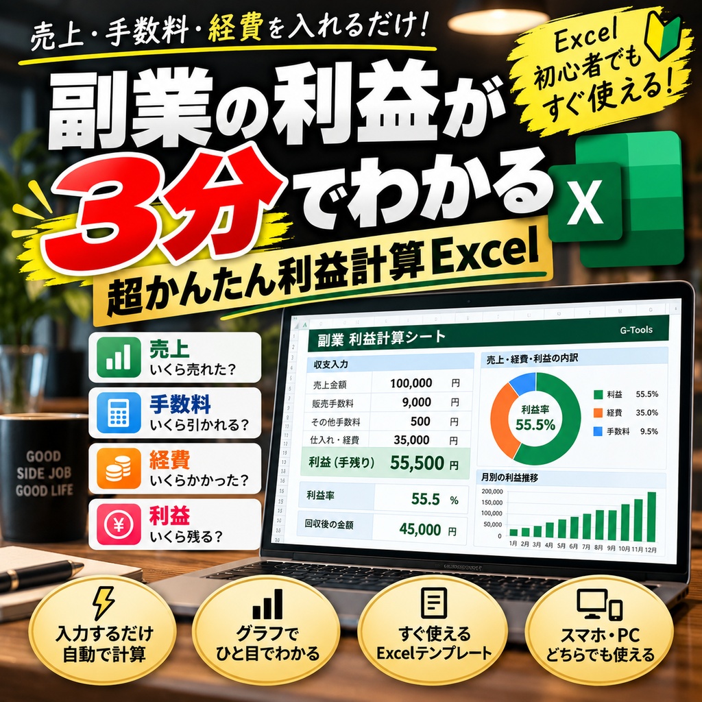 副業の利益が3分でわかる｜超かんたん利益計算Excel