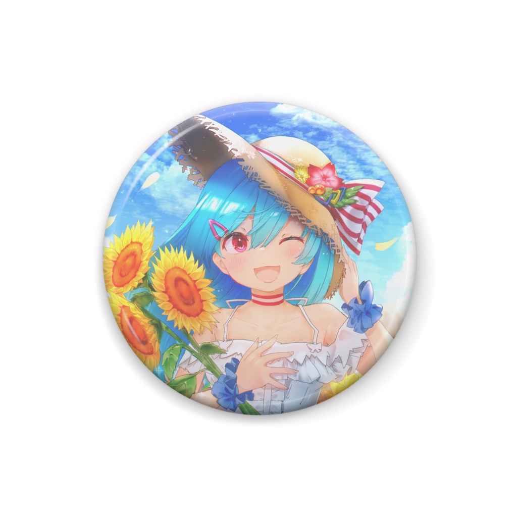 【缶バッジ】向日葵のような笑顔（サティスイラストコンテスト2021summer受賞作品）