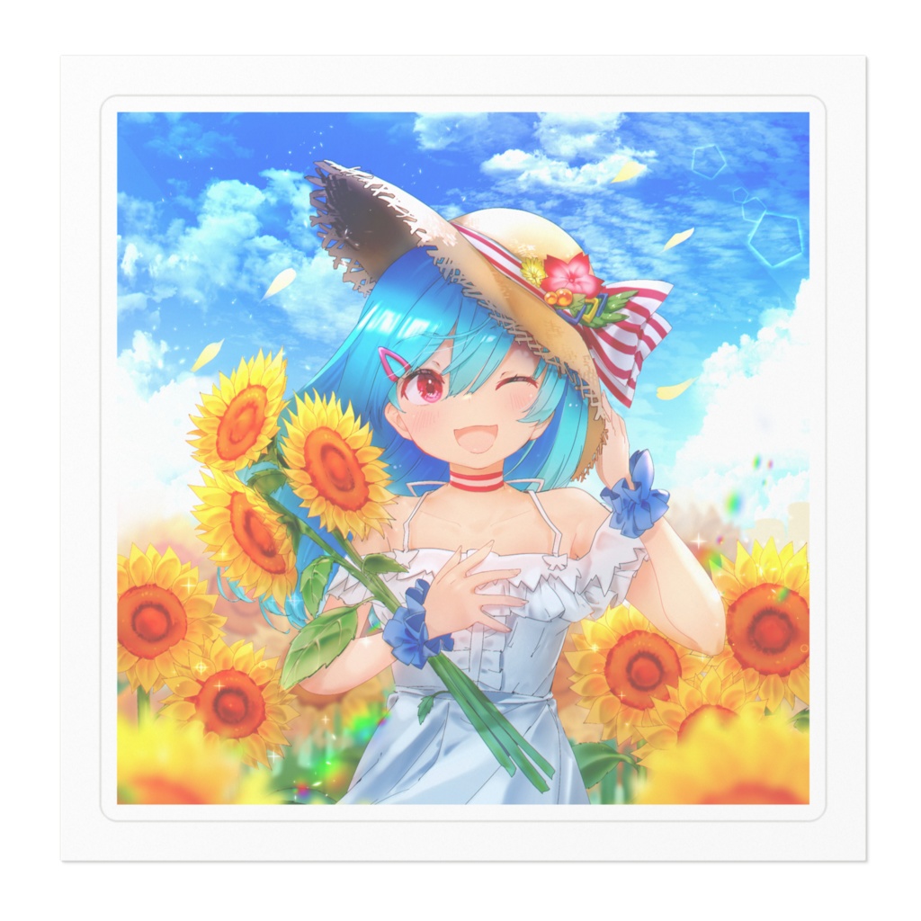 【ステッカー】向日葵のような笑顔(サティスイラストコンテスト2021summer受賞作品)