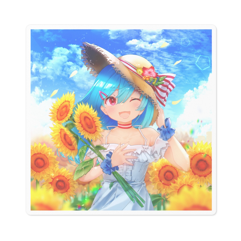 【ステッカー】向日葵のような笑顔(サティスイラストコンテスト2021summer受賞作品)