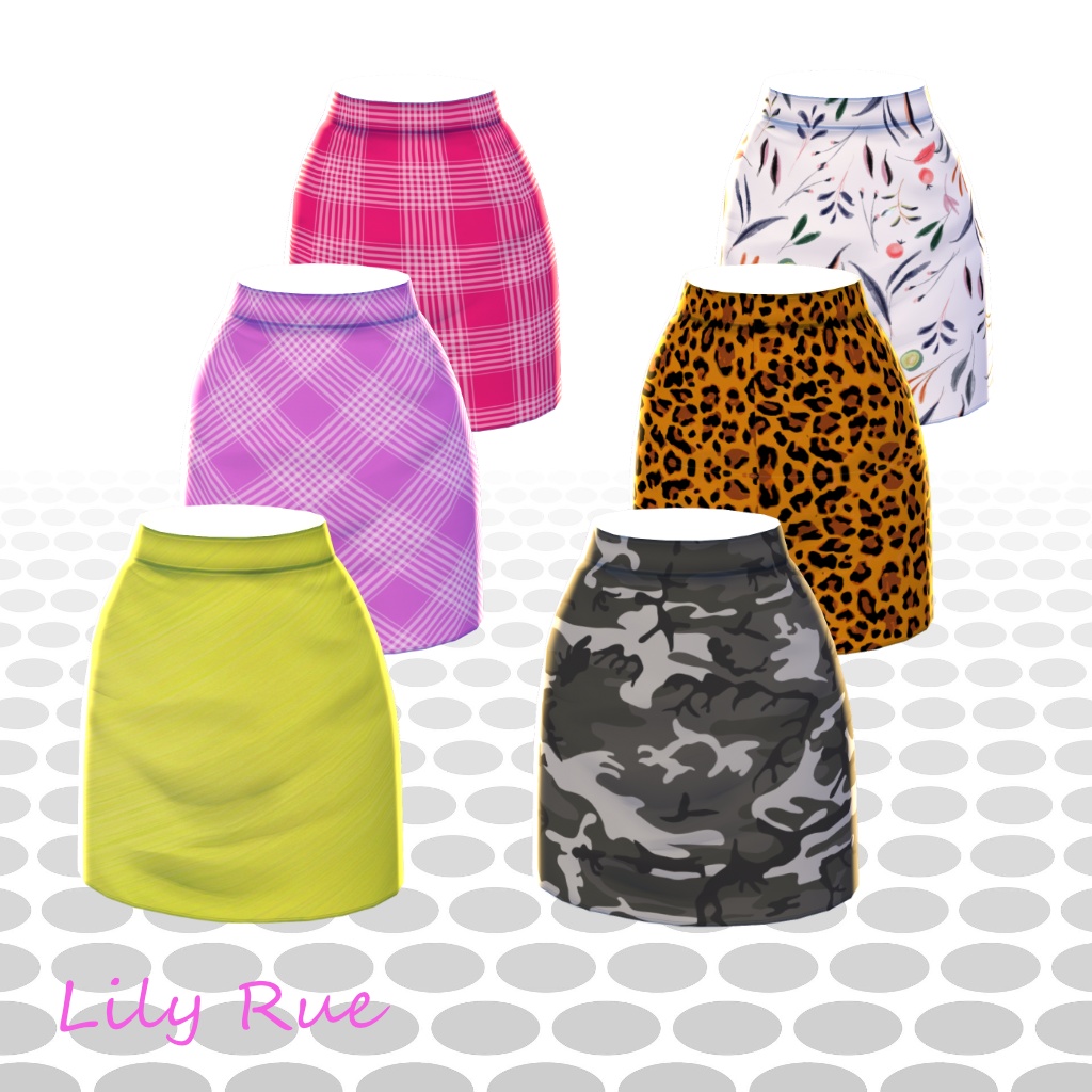 【無料版あり】VRoid シンプルなミニスカート6色セット / Simple Mini-Skirt in 6 colors
