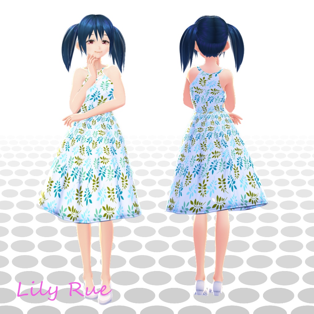 【無料版あり】VRoid Aライン・メッシュネックワンピース7色セット / A-line Mesh Neck Dress in 7 colors