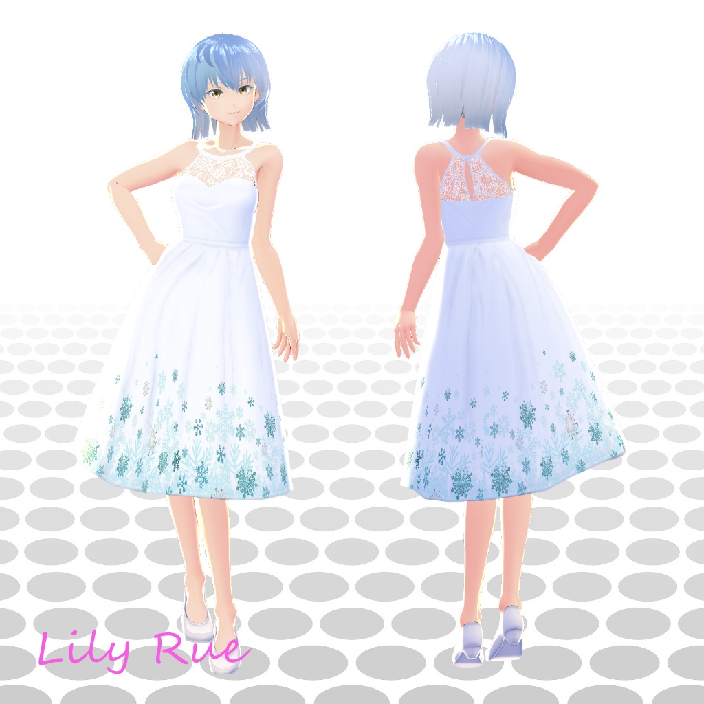 【無料版あり】VRoid ホルターレース・ブライズメイドドレス 7色セット / Halter Lace Bridesmaid Dress in 7 colors