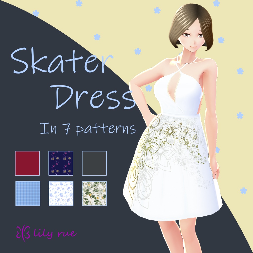 【無料版あり】VRoid スケータードレス ７種セット / Skater Dress in 7 patterns