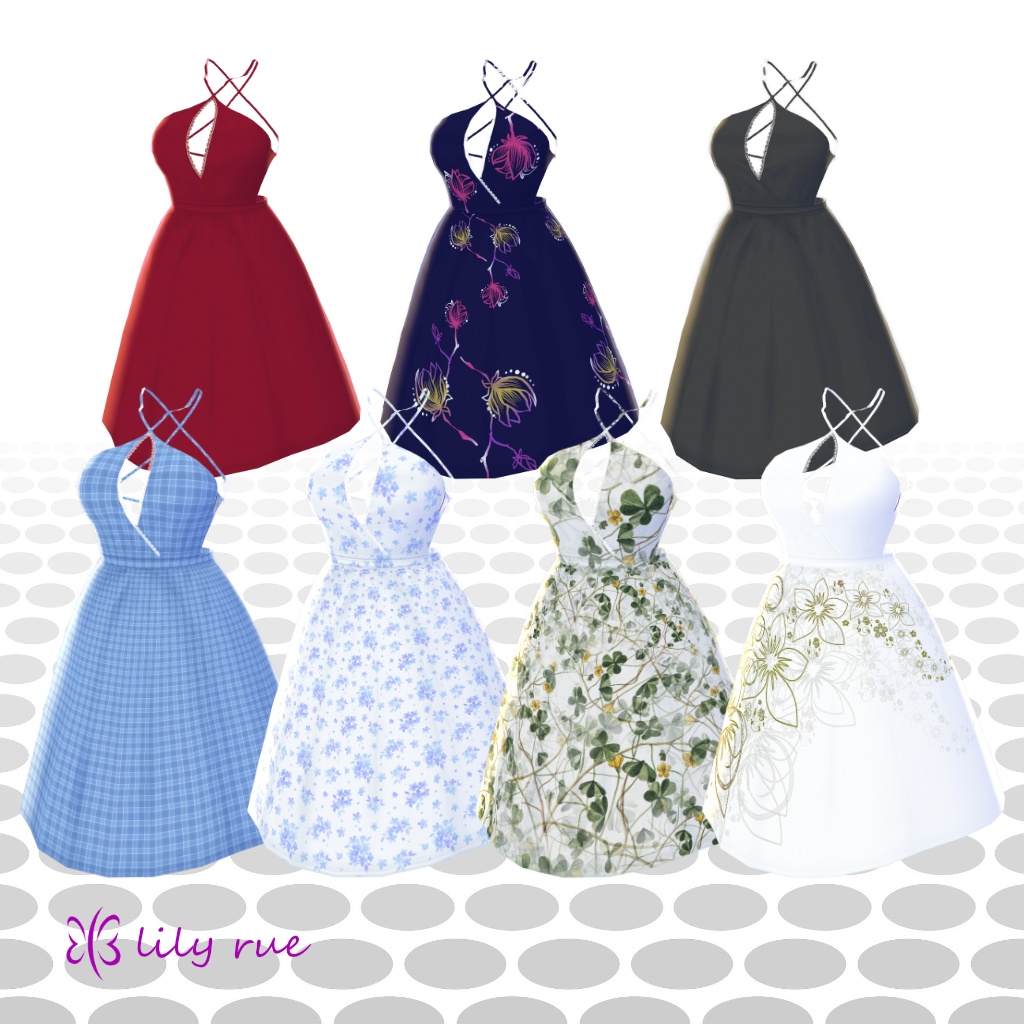 【無料版あり】VRoid スケータードレス 7種セット / Skater Dress in 7 patterns