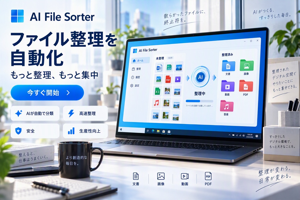 PCの大量ファイルをAIで自動整理｜AI自動分類・ファイル名整理｜AI File Sorter Local