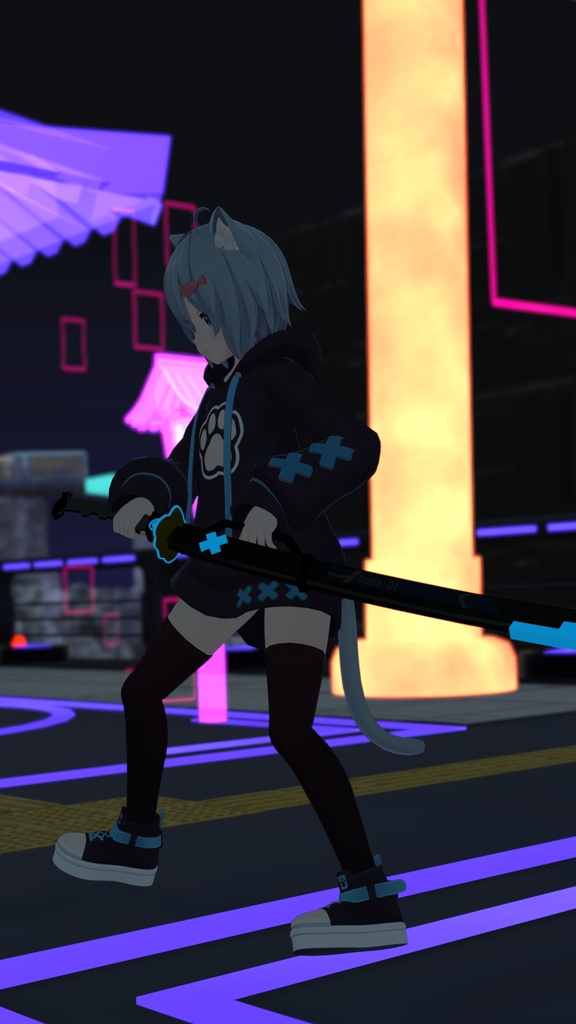 【VRChat想定】ラスクサイバーモチーフ刀 Ver1.0