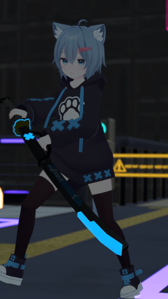 【VRChat想定】ラスクサイバーモチーフ刀 Ver1.0