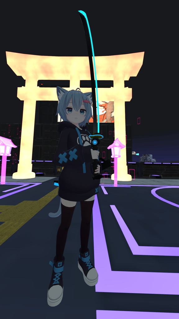 【VRChat想定】ラスクサイバーモチーフ刀 Ver1.0