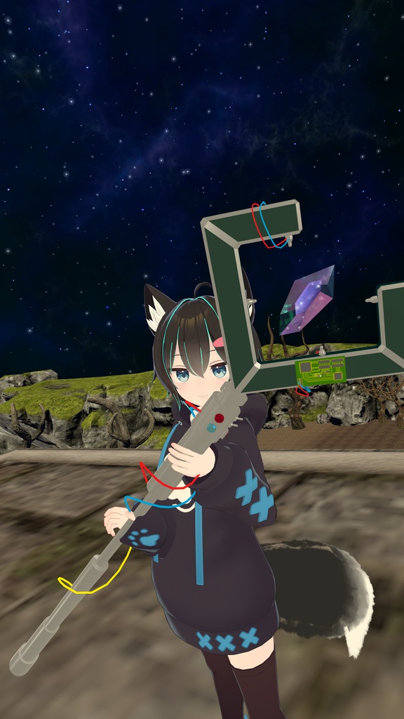 【VRChat想定】機械式魔法の杖 -Automage staff-