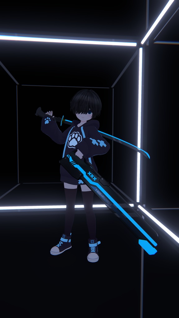 【VRChat想定】ラスクサイバーモチーフ刀 Ver2.0