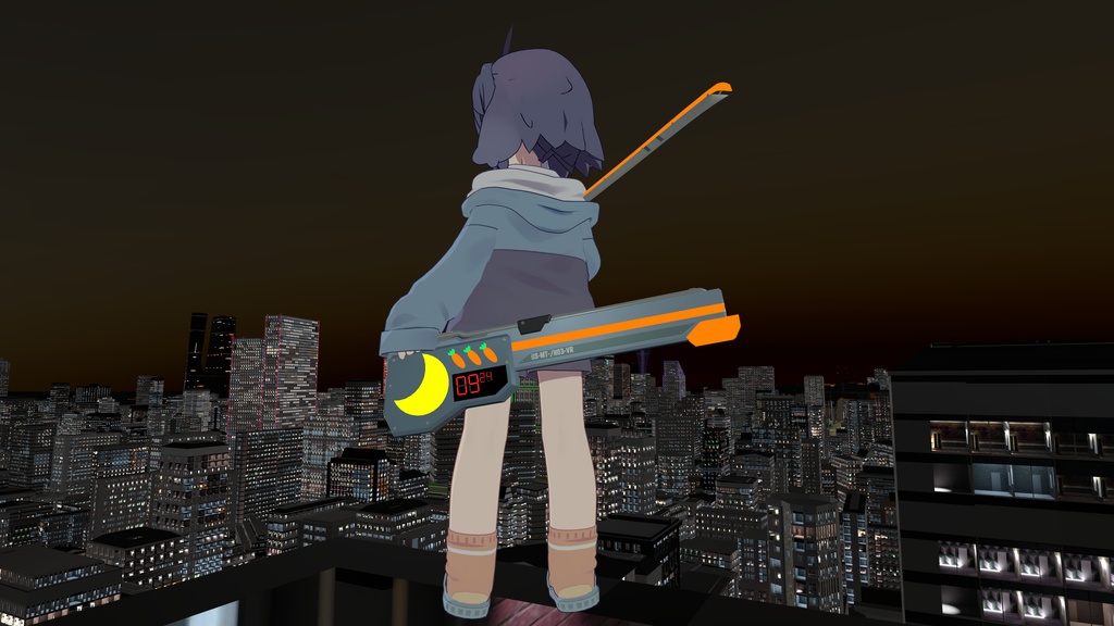 【VRChat想定】うささきモチーフサイバー刀 DX兎耳人参刀 (VRCFuryによる自動セットアップ機能が付いています)