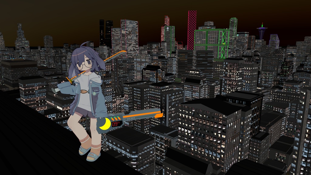 【VRChat想定】うささきモチーフサイバー刀 DX兎耳人参刀 (VRCFuryによる自動セットアップ機能が付いています)